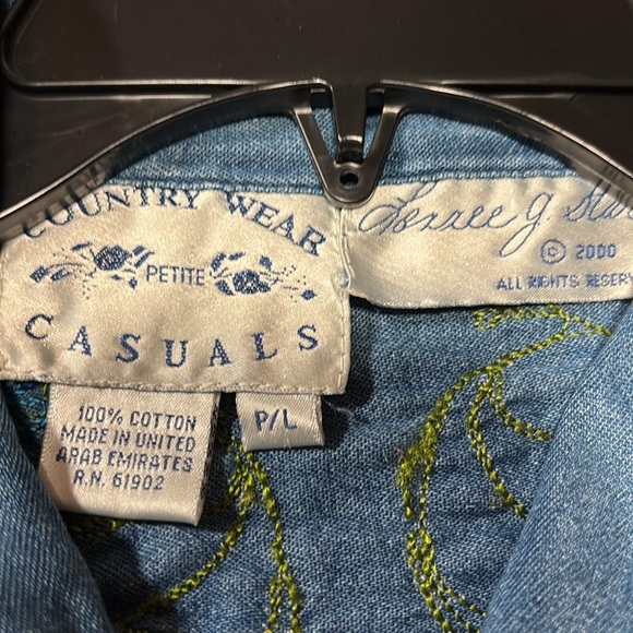 Vintage Country Wear Casuals Lorree G. Star Denim Jacket With Embroidery Size PL - Picture 14 of 15